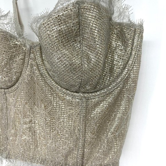 Victoria's Secret Dream Angels Bustier Gold Chantilly Lace Lined Strapless - Picture 5 of 12